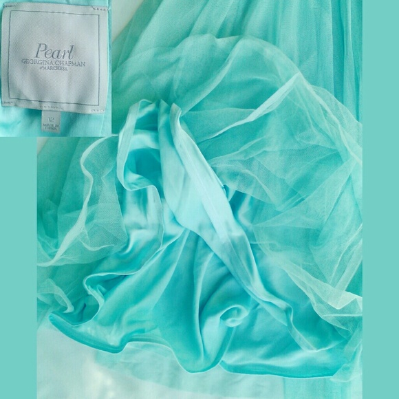 Flowing Aqua Blue Spring Formal Prom Gown Dress - Picture 8 of 8